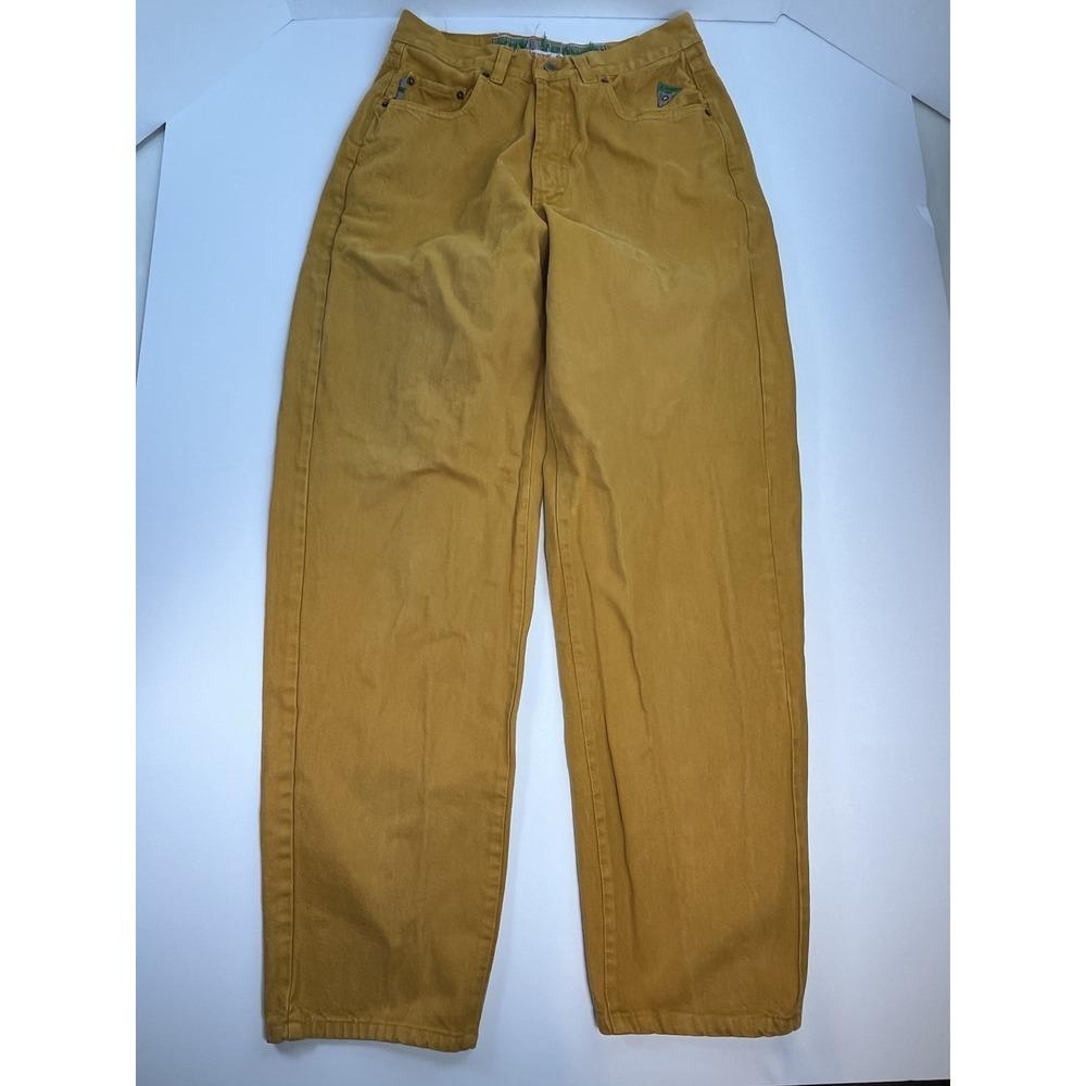 Vintage Gino Venucci Jeans Size 32 Yellow Barrel Leg High Rise Western Boho